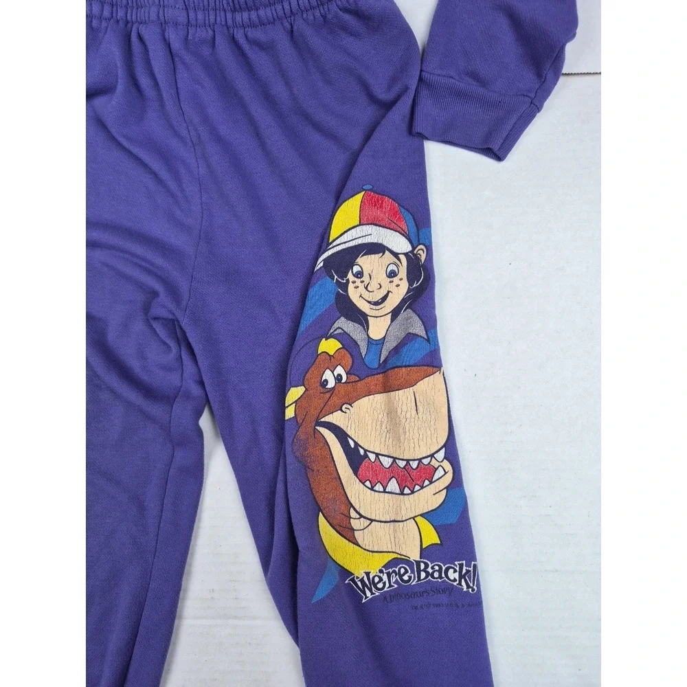 Vintage we're back a dinosaur's story kids shirt Pants‎ Outfit Size 7 90s FLAWS - Picture 4 of 16